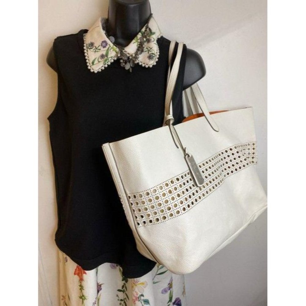 ralph lauren bag shoulder white leather tote - Picture 8 of 11